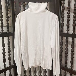 EDDIE BAUER White Cotton Turtleneck Long Sleeve Shirt Minimalist Men’s Sz L